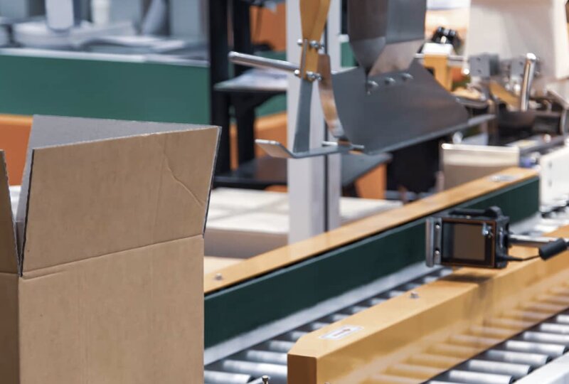 Factory with stock rollers and boxes