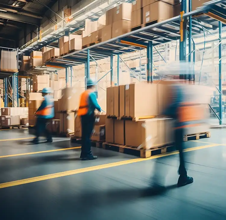 busy consumer goods warehouse